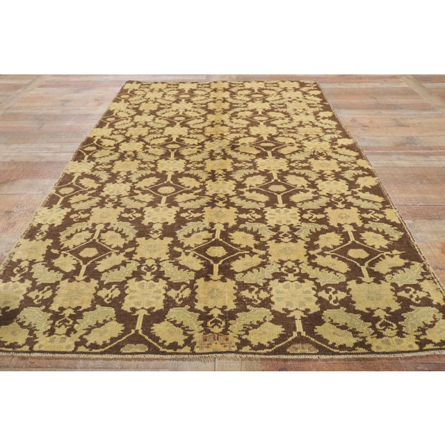 Coffee Vintage Turkish Oushak Rug - 04'04 X 07'08 For Sale - Image 8 of 9