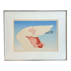 Vintage Boho Flamingo Wing Signed and Numbered 1972 Lithograph