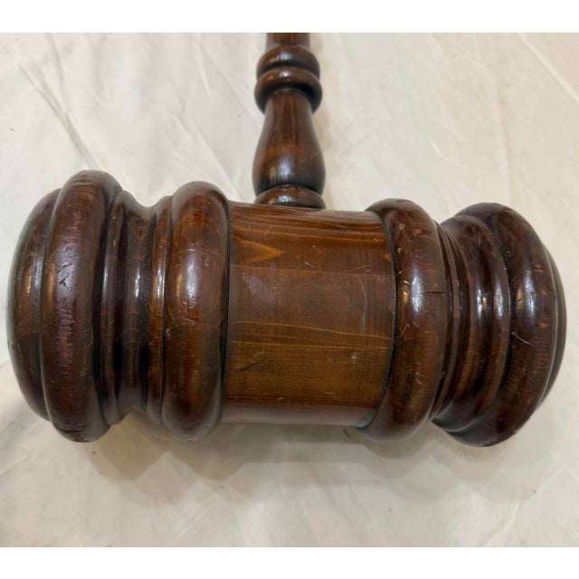Huge Vintage Handmade Carved Turned Wooden Solid Wood Judge Auction Gavel Large For Sale In New York - Image 6 of 11
