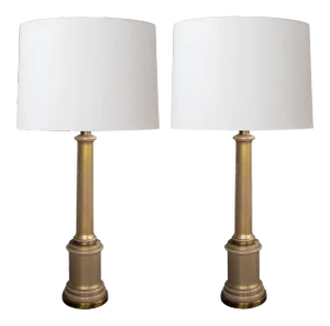 Mid-Century Hollywood Regency Columnar Lamps by Paul Hanson - a Pair