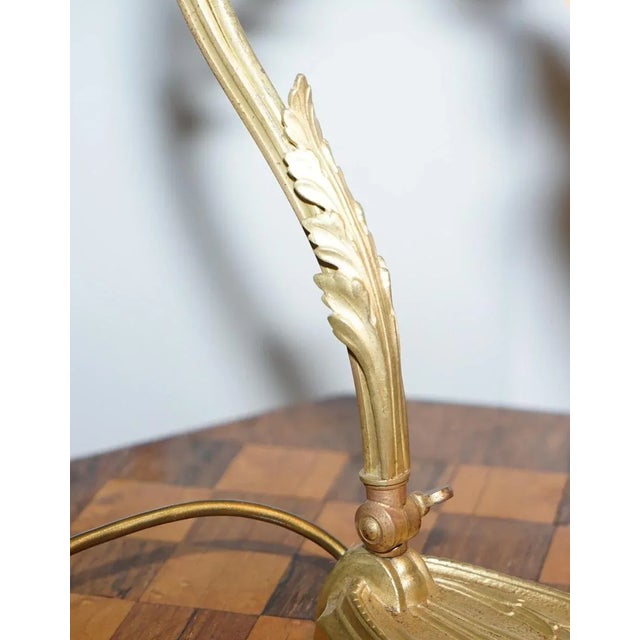 Gold and Gilt Bronze Table Lamp with Glass Shade by Charles Schneider, 1930s For Sale - Image 3 of 14