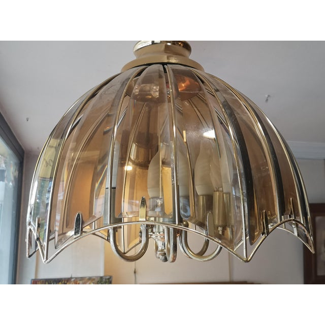 Smoked Amber Beveled Glass Umbrella Shape Light Fixture For Sale - Image 14 of 17