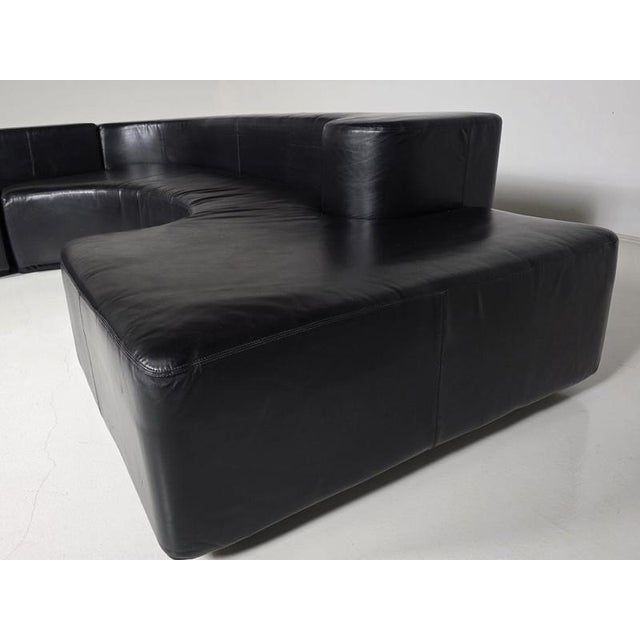 Lara Sofa in Black Leather by Pamio, Toso and Massari for Stilwood, Italy, 1970s, Set of 2 For Sale - Image 6 of 9