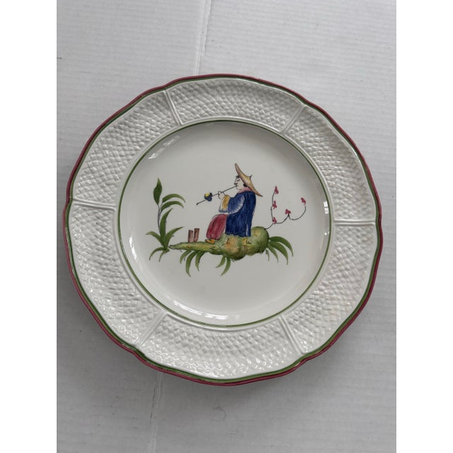 Set of Six Vintage Chinoiserie Hand Painted Plates For Sale In New York - Image 6 of 9