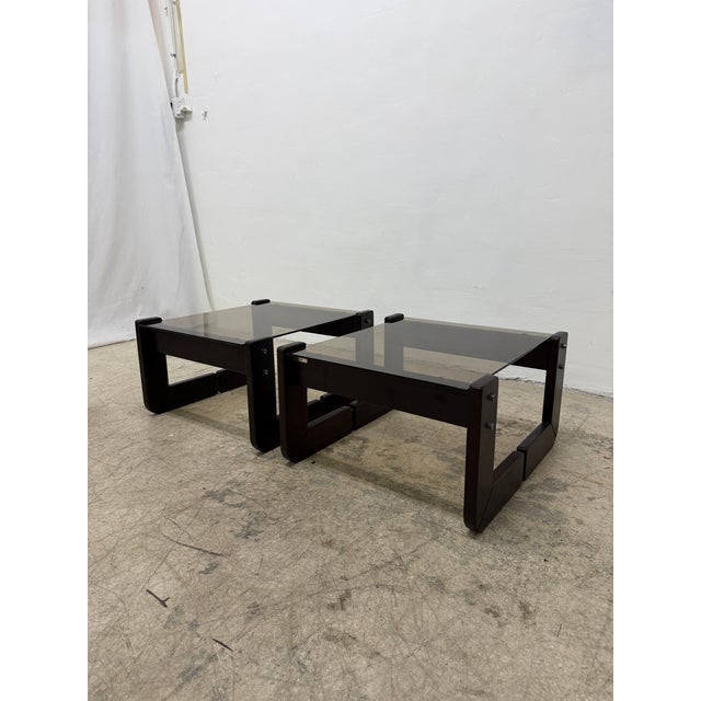 Mid-Century Modern Percival Lafer Mp-97 Rosewood and Smoked Glass Side Tables, 1970s - A Pair For Sale - Image 3 of 17
