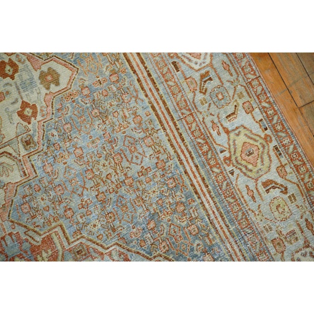 Shabby Chic 19th Century Sky Blue Antique Senneh Rug 4'7'' X 6'6'' For Sale - Image 3 of 13