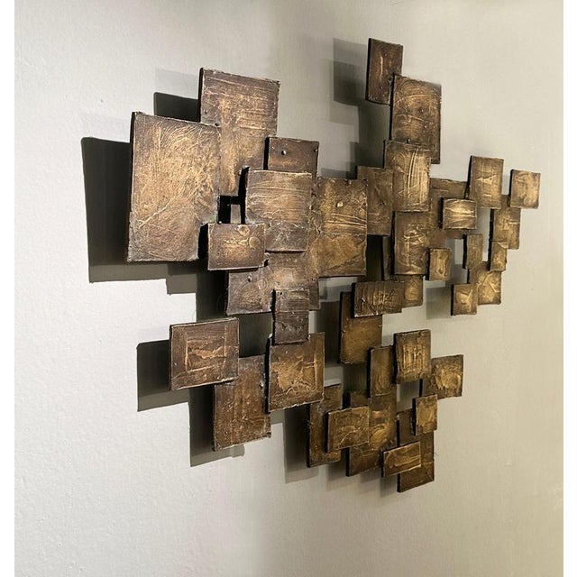 Dutch Brutalist Textured Bronze Wall Relief, 1960s For Sale - Image 6 of 9