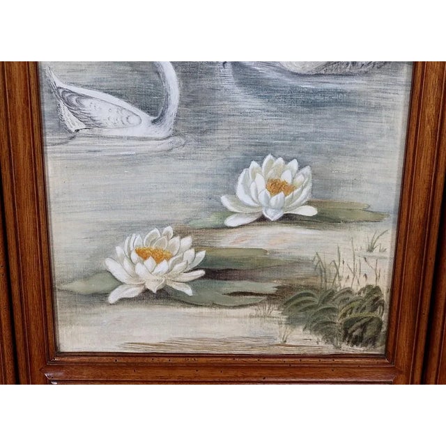 Small Painted Silk & Solid Walnut Screen, 1900 For Sale - Image 10 of 18