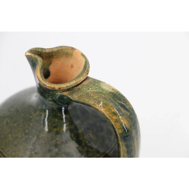 Rare 19th Century, Small Green Portuguese Earthenware Jug With Handle For Sale - Image 9 of 12