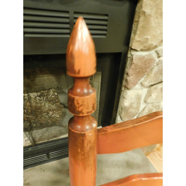 1920s Pair of Red Ladderback Chairs With Rush Seats For Sale - Image 12 of 18