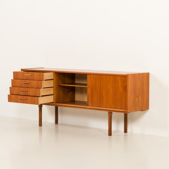 Brown Scandinavian Teak Sideboard in the style of Nils Jonsson, 1960s For Sale - Image 8 of 17