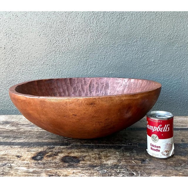 Vintage Hand-Carved Wooden Salad Bowl For Sale - Image 9 of 13