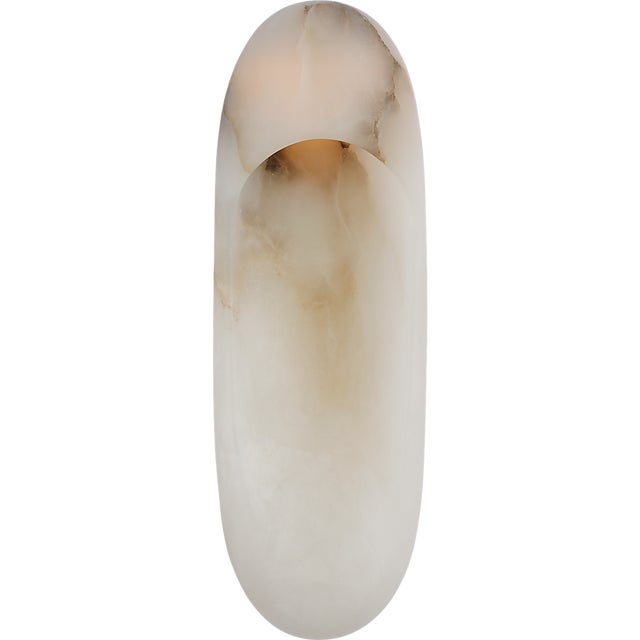 Kelly Wearstler for Visual Comfort Signature Esculpa 18" Elongated Wall Light in Alabaster and Polished Nickel For Sale