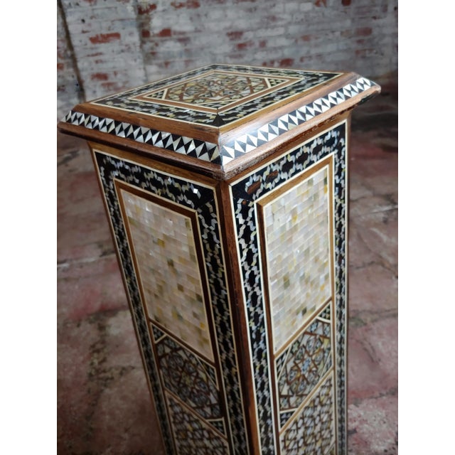 Vintage Syrian "Tower Shaped" Petite Inlaid Stands - a Pair For Sale In Los Angeles - Image 6 of 10