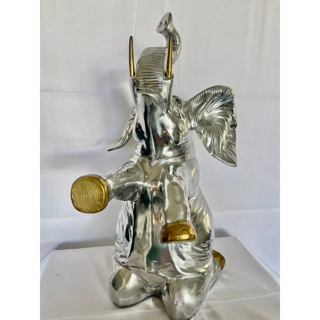 1980s Elephant Bottle Cooler Aluminum & Brass by Arthur Court For Sale - Image 5 of 13