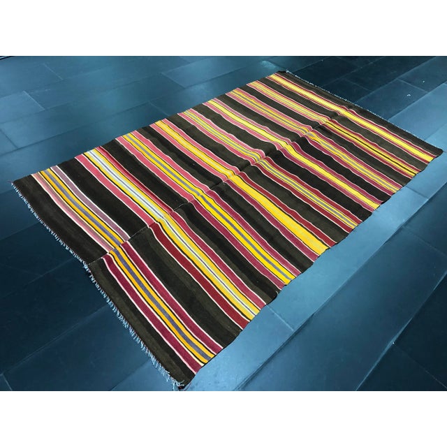 Natural Turkish Handwoven Vintage Anatolian Wool Kilim