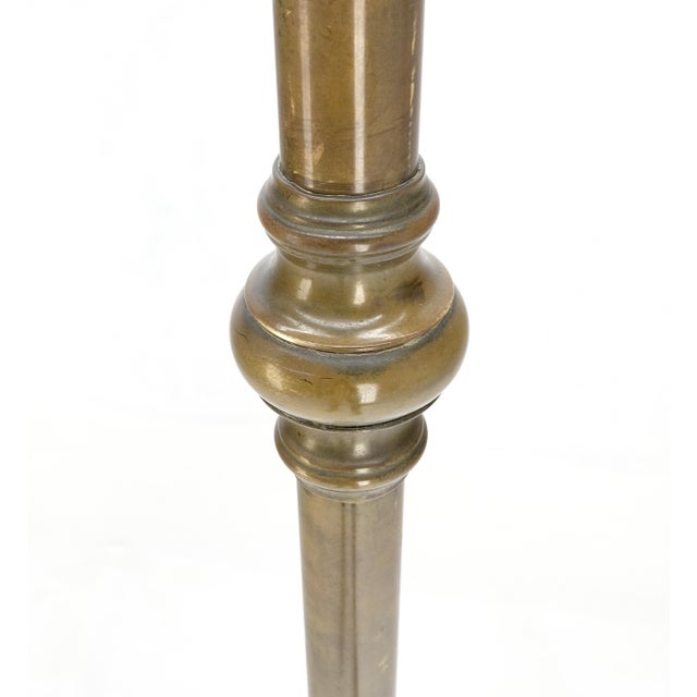 Metal Vintage c1950s Solid Brass Tube Tripod Base Free Standing Coat Rack Nice Patina! For Sale - Image 7 of 13