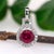 Art Deco 6mm, 1ct Rubellite Tourmaline Pendant W Natural Diamond Halo in Solid 14k Gold For Sale - Image 3 of 8