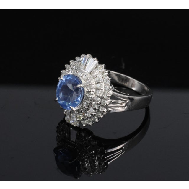 Late 20th Century Rare 2.09ct Gia Ceylon No Heat Sapphire & 0.69ct Diamond Platinum Ring Size 5.25 For Sale - Image 14 of 17