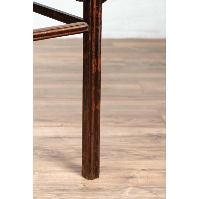 Brown Chinese 19th Century Elmwood Center Hall Table With Ming Dynasty Stone Inset For Sale - Image 8 of 13