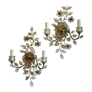Pair of Vintage Italian Bagues Manner Sconces For Sale