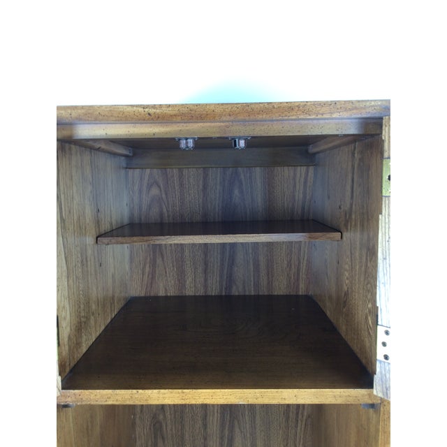 Vintage Campaign Style Tall Cabinet With Lighted Shelving by Stanley For Sale - Image 11 of 17