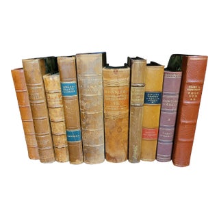 Vintage 1930s Leather Books - Set of 10 For Sale