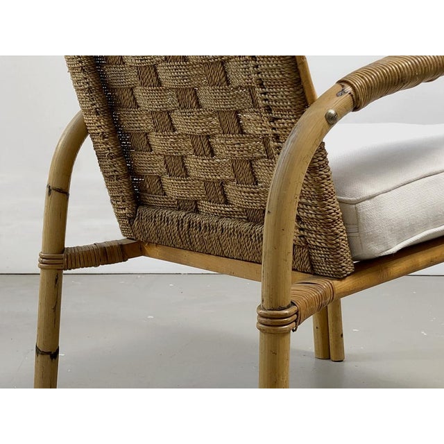 Wood Set of Bamboo and Wicker Armchairs by Adrien Audoux & Frida Minet, France, 1950s For Sale - Image 7 of 14