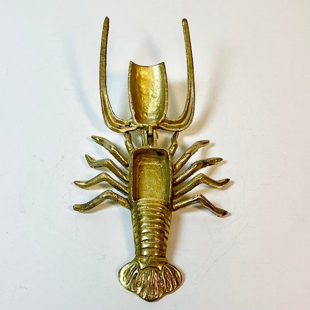 1960s Vintage Coastal Hollywood Regency Boho Chic Brass Lobster Box For Sale - Image 12 of 14