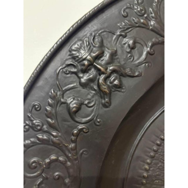Metal Large Antique Bronze Plate, 1920 For Sale - Image 7 of 16