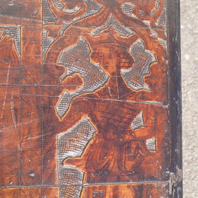 Pyrography-Decorated Cedar Chest, 1600s For Sale - Image 9 of 18