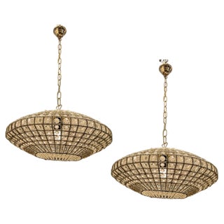 Crystal Beaded Light Pendants, 1980s, Set of 2 For Sale