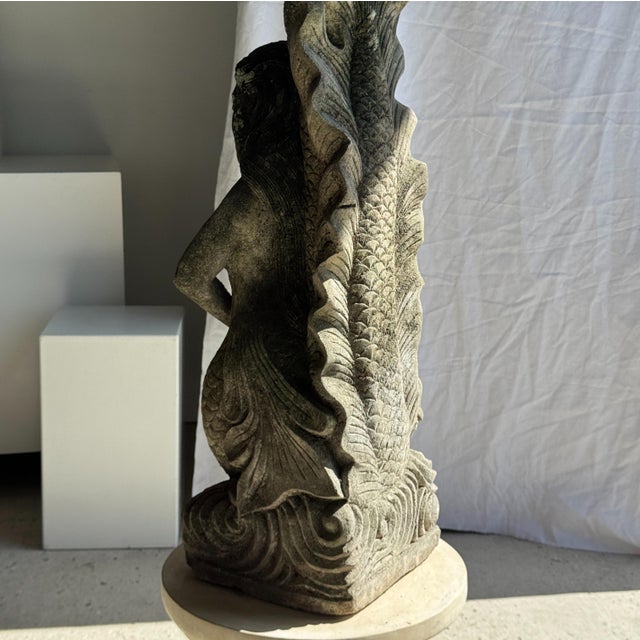 Stone Unknown, Traditional Indonesian Mermaid Sculpture in Volcanic Limestone, 1980s, Stone For Sale - Image 7 of 10