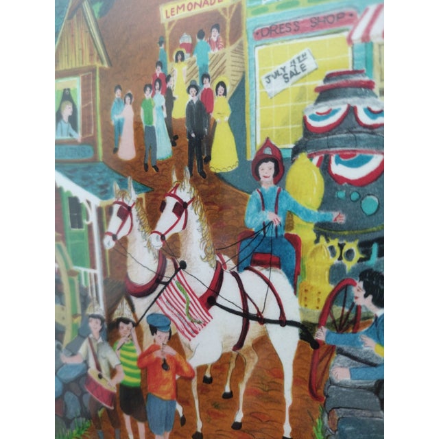 Wood 1970s Robert LoGrippo Signed Lithograph "Marching Down Main Street" (1979), Framed For Sale - Image 7 of 11