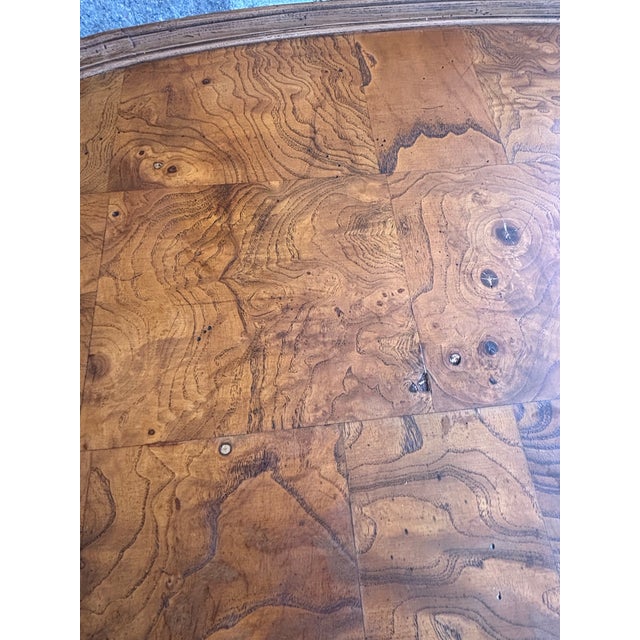 Late 20th Century Mid-Century Brass & Patch Burl Wood Top Oval Table For Sale - Image 11 of 12