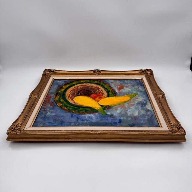 Vintage Modernist Oil Painting Still Life in Gilt Frame - Unsigned For Sale - Image 9 of 12