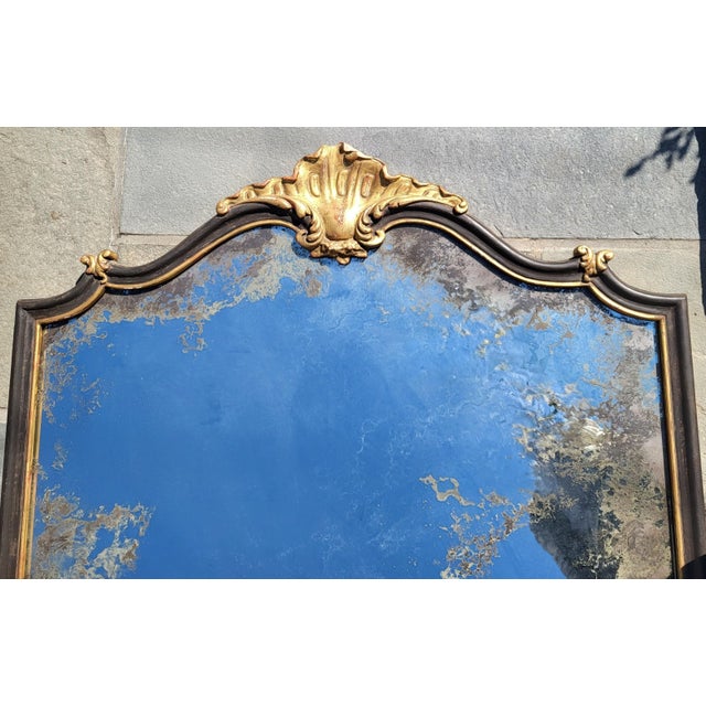 Early 20th Century Oversized Antique Italian Renaissance Style Parcel Gilt & Carved Wall Mirror For Sale - Image 5 of 12
