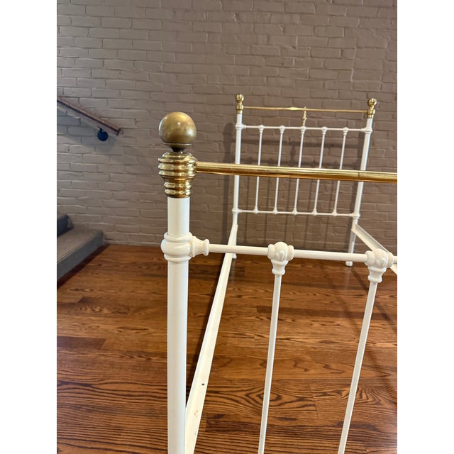 Pair of Brass and White Painted Iron Beds For Sale In Nashville - Image 6 of 11