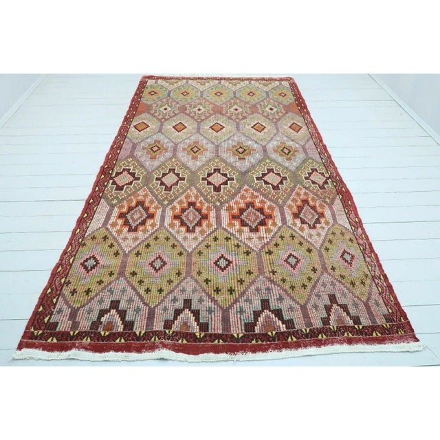 1960's Embroidered Turkish Kilim - 65"x115" For Sale - Image 13 of 13