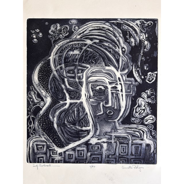 Annette Robyns Original Etching Self-Portrait Modern Abstract Art Print For Sale In Denver - Image 6 of 6