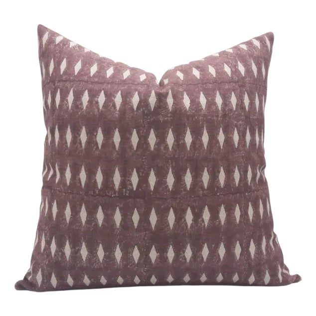 Handmade Block Printed Floral Thick Linen Throw Pillow Cover 20x20 Inch- Omji For Sale