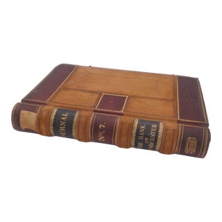 Antique Extra Large Leather Bank Journal Ledger #7 New York 1894-1896 For Sale