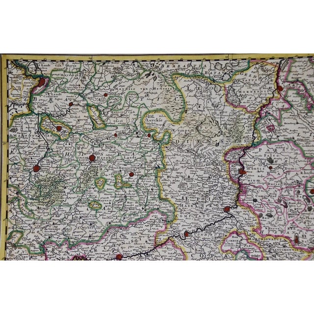 17th Century Liege Region in Belgium: 17th Century Hand Colored Map by Visscher For Sale - Image 5 of 8