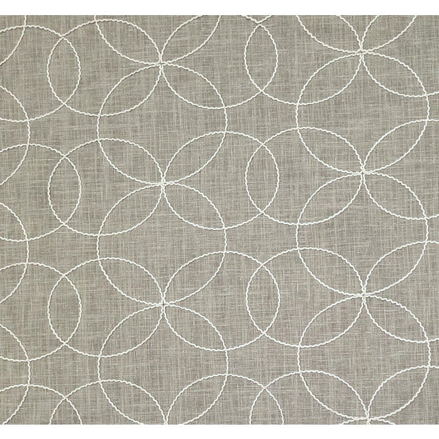 Traditional Maxwell "Turning Wheel" Chickadee Embroidered Ringlet Cotton/Linen Blend Fabric- 5 Yards For Sale - Image 3 of 8