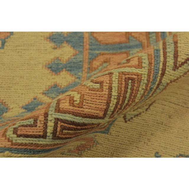 1980s Tribal Soumakh Lt. Tan/Orange Wool Rug - 10'5 X 12'3 For Sale - Image 9 of 12