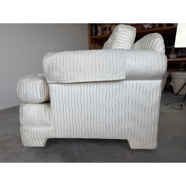 White Vintage Century Furniture White Textured Fabric Three-Seater Sofa For Sale - Image 8 of 18
