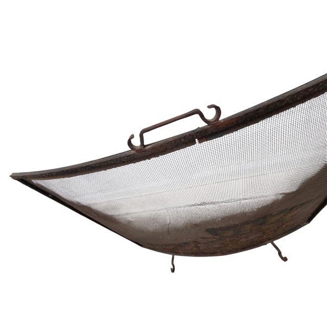 Antique Rustic Wrought Iron Fireplace Screen Silhouette Covered Wagon Ox Western For Sale - Image 12 of 18