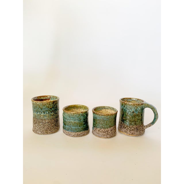 Artisan Speckled Studio Pottery Mugs - Set of 4 For Sale - Image 10 of 12