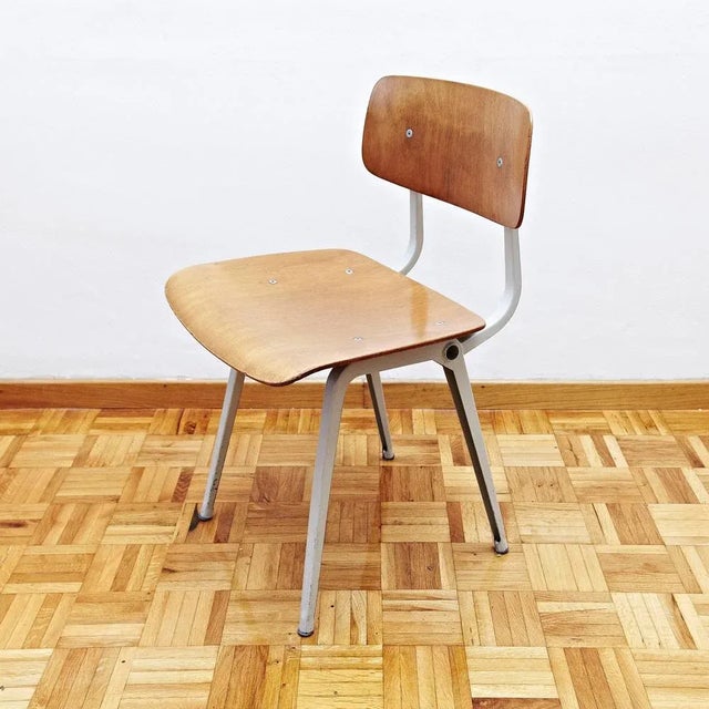 Friso Kramer Industrial Rationalist Metal and Laminated Wood Result Chair by Friso Kramer for Ahrend De Cirkel, 1953 For Sale - Image 4 of 10