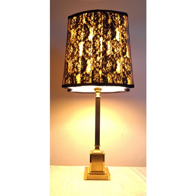 1970s Large Vintage Table Lamp with Brass Base and Shade from Lamplove, 1970s For Sale - Image 5 of 9
